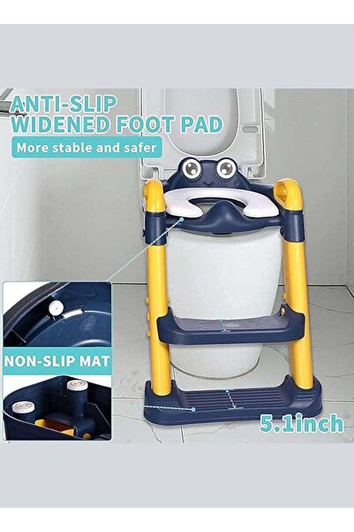 Yelajoy Folding child potty seat,adjustable footrest,with armrests,safe and non-slip,for many toilets,yellow