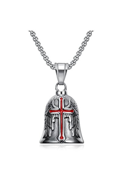 Choice AL6905- قلادة فضية عتيقة على شكل أجنحة ملاك مهيمنة على شكل دراجة نارية...