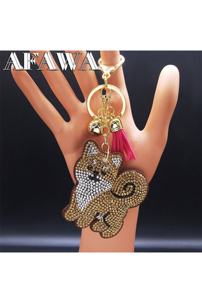 Choice سلسلة مفاتيح من الكريستال على شكل كلب شيواوا من Q GD Fashion إكسسوارات...