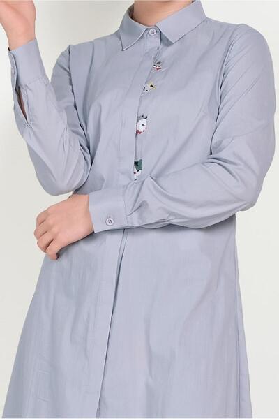 Alvina Cat Figure Embroidered Cotton Tunic - 40450