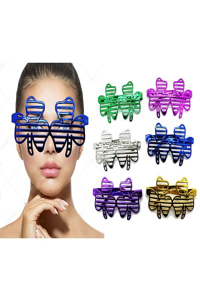 SAVA HOME COLLECTİON Metalized Extra Shiny Leaf Shutter Party Glasses 6 Colors 6 Pieces