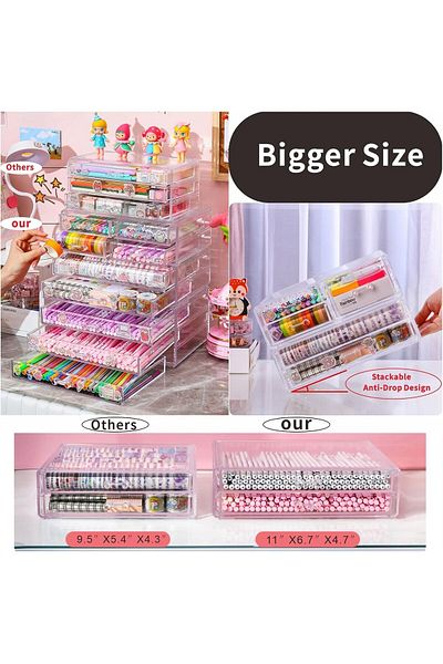 COOYA 6-piece stackable desktop storage box,drawer design,free combination,for many occasions,transparent