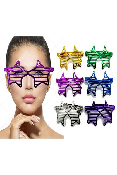 SAVA HOME COLLECTİON Metalized Extra Shiny Star Shutter Party Glasses 6 Colors 6 Pieces
