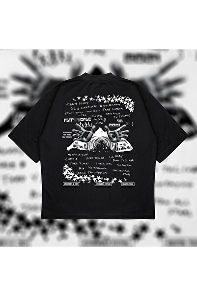 PURE POWER Astroworld Оверсайз унисекс памучна дишаща дебела материя тениска