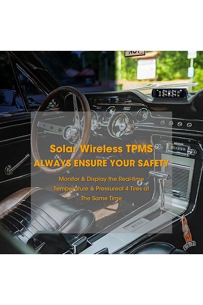 fulina Solar Powered Wireless Tire Pressure Monitoring System, with 4 External Sensors