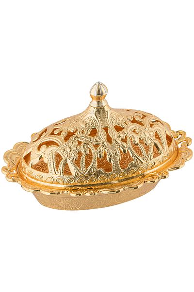 Sena 6 Pieces Motif Embroidered Oval Metal Turkish Delight Bowl (357-6)