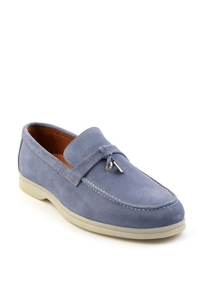 Bambi Espadrile pentru bărbați din piele albastră denim E01079972602