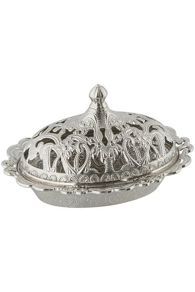 Sena 6 Pieces Motif Embroidered Oval Metal Turkish Delight Bowl (357-6)
