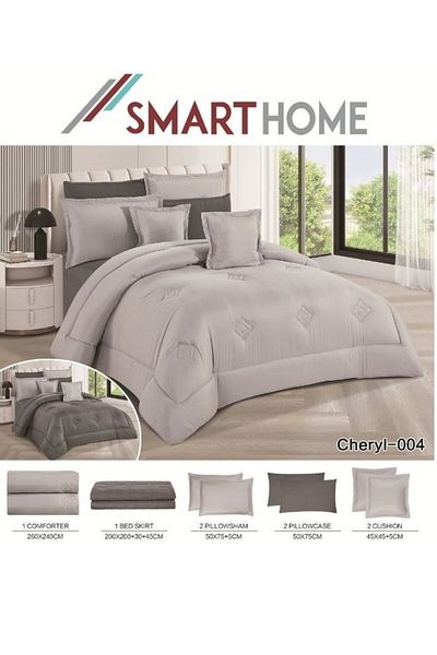 smart home Double-Sided Duvet Set, 8-Piece Microfiber Quilted Bedspread, 8-Piece Comforter Set