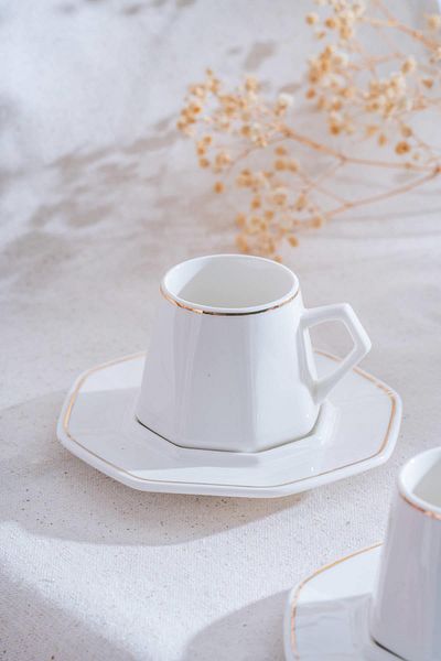ACAR Elara Gold 6-Person Coffee Cup Set - 90 ml