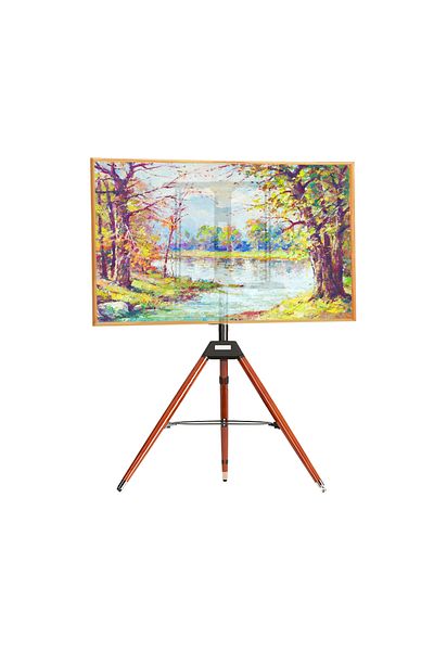 FlashHawk Rotatable Floor Wooden TV Stand with Storage Base for 32-65 inch Screen TVs for Home Office