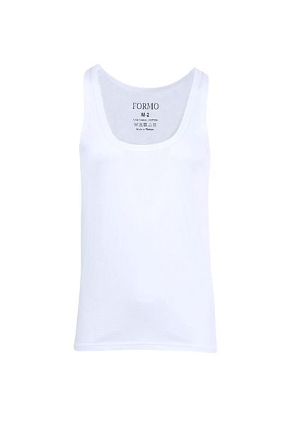 FORMO 6 Pack Men's White 100% Cotton Ribbed Undershirt