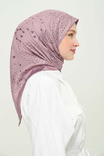 Madame Polo Digital Rayon Scarf Multicolor Patterned Daily Wrinkle-Free Non-Slip 90X90Cm