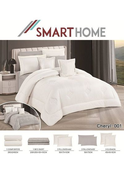 smart home Double-Sided Duvet Set, 8-Piece Microfiber Quilted Bedspread, 8-Piece Comforter Set