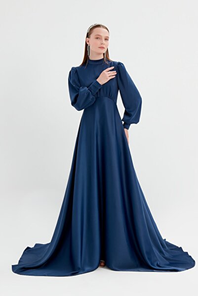 Birgül Bektaş Navy Blue Tailed Elena Dress