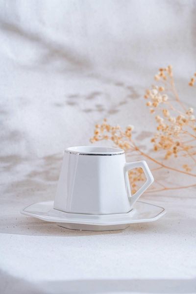 ACAR Elara Silver 6-Person Coffee Cup Set - 90 ml
