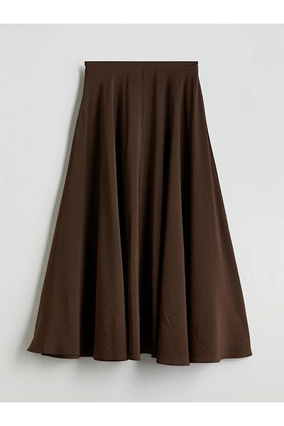 LC Waikiki Lcw Vision Brown Waist Zippered Pleated Skirt