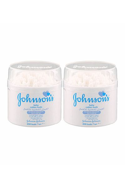 Johnson & Johnson أعواد قطنية من جونسون 200 قطعة 1+1 مجانًا 1/1