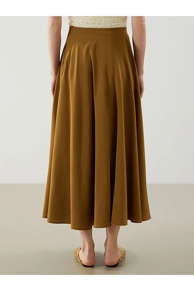 LC Waikiki Lcw Vision Khaki Waist Zippered Pleated Skirt