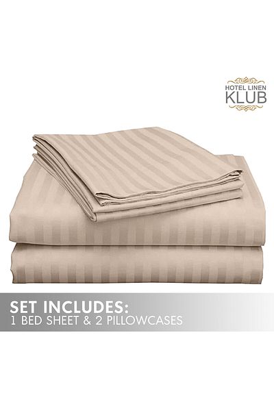 Hotel Linen Klub 3-Piece Bed Sheet Set, 100% Cotton Sateen Fabric , Size: King (260 x 280cm)