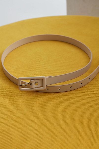 Birgül Bektaş Ecru Coated Leather Belt with Buckle