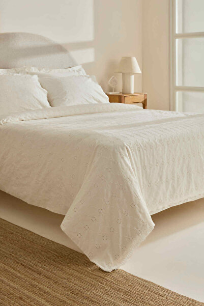 Karaca Home Vivien Brodeli 100% Cotton Double Duvet Cover Set Ecru