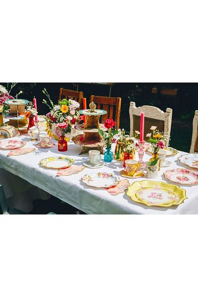 COOYA 24Pcs Disposable Tableware, Vintage Floral, for Birthday, Party, Wedding, Anniversary