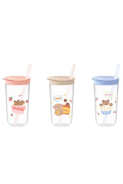 Miniso Lisanslı Sevimli Yavru Hayvan Serisi Pipetli Plastik Şişe – Sızdırmaz ...