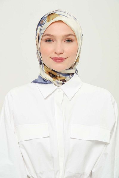 Madame Polo Printed Rayon Scarf Multicolor Patterned Daily Wrinkle-Free Non-Slip 90X90Cm