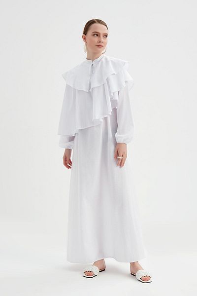 Birgül Bektaş White Flounce Dress