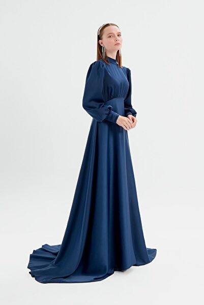 Birgül Bektaş Navy Blue Tailed Elena Dress