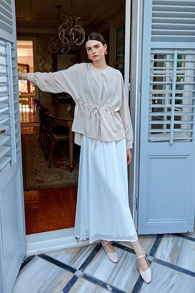 Birgül Bektaş Πουκάμισο Crepe - Mink Piping