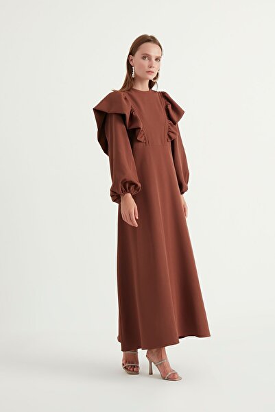 Birgül Bektaş Καφέ βραδινό φόρεμα - Lady Model