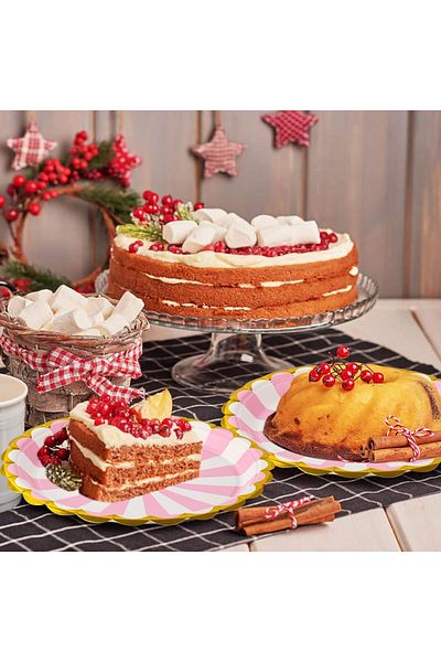 COOYA 20 Pcs Disposable Plates, Pastel Party Tableware, for Birthday, Girls Parties