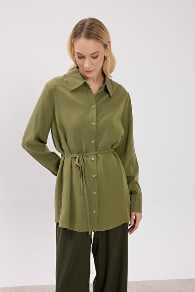 Birgül Bektaş Khaki Waist Tie Shirt