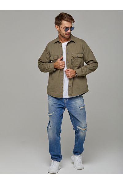 muzzo jeans Cotton Khaki Shirt Jacket Checked Lumberjack Fabric