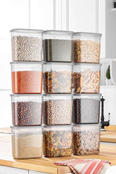 KATE HOME 12 Pieces 24 Pieces 2 Liter Rectangular Food and Pulse Storage Container Set with 20 Labels as a Gift