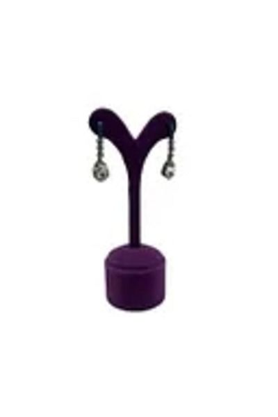 MeGass Dekor Domestic Production Suede Fabric Purple Color 12 cm Earring Display Accessory