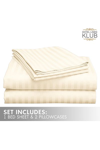 Hotel Linen Klub 3-Piece Bed Sheet Set, 100% Cotton Sateen Fabric , Size: Queen (240 x 260cm)