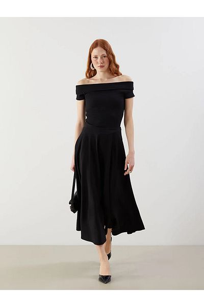 LC Waikiki Lcw Vision Black Waist Zippered Pleated Skirt