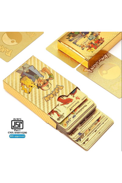 Shopiole مجموعة بطاقات بوكيمون جو ذهبية اللون مقاومة للتجاعيد/الكسر بجودة ممت...