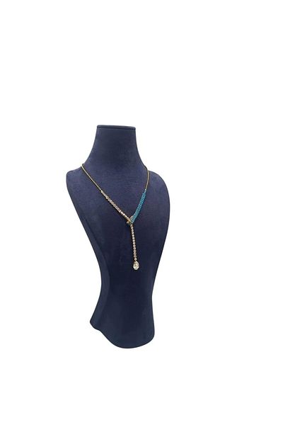 MeGass Dekor Domestic Production Adonis Model Geranium Fabric Navy Blue Color Height 38cm Necklace Jewelry Display Mannequin