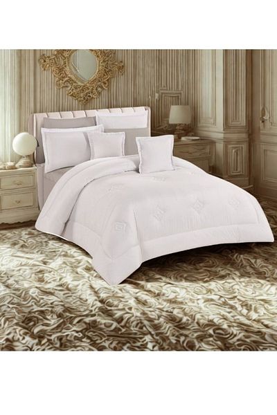 smart home Double-Sided Duvet Set, 8-Piece Microfiber Quilted Bedspread, 8-Piece Comforter Set