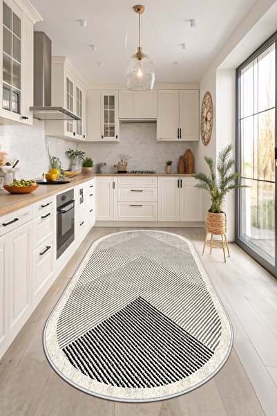 West Home Makinede Yıkanabilir Kaymaz Taban Leke Tutmaz Oval Mutfak Halısı Mutfak Kesme Yolluk