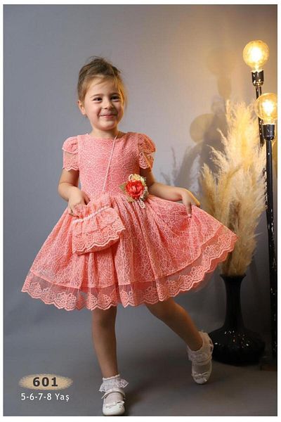 BERFONZO KIDS Girl's Pink Dress with Bag Eid Graduation Prom Party Show Dress