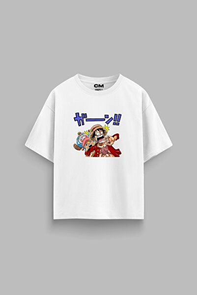 Bak Moda Monkey D. Luffy Štampano opuštenog kroja 30/1 unisex bela majica