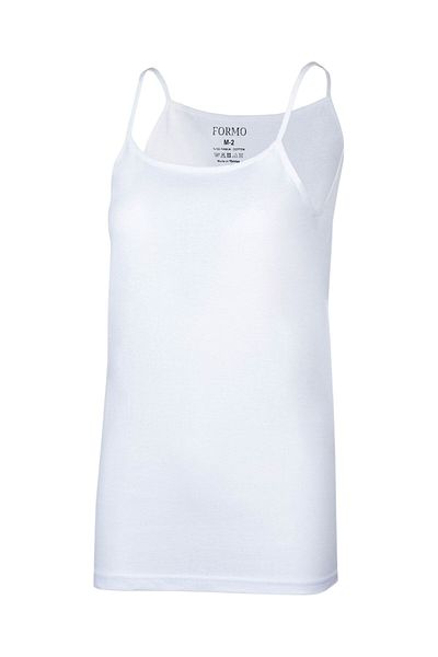 FORMO 6-Piece Women's White 100% Cotton Ribbed String Strap Undershirt