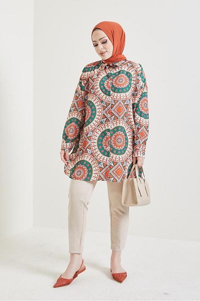 giyze Patterned Hijab Shirt Tile 8880