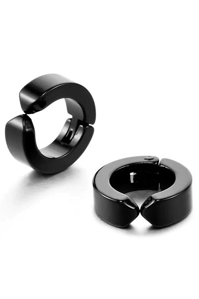 Takı Dükkanı Pair of Compression Men's Steel Earrings Thin 3mm to Non-Perforated Ears Mse1-2