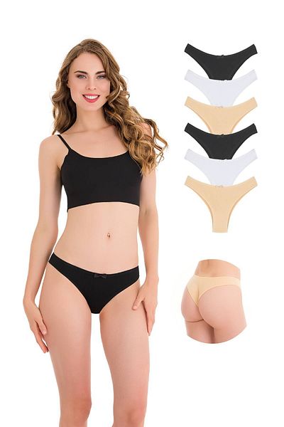 Newlilla 3232 Plain Cotton Brezil 6 Pack Women's Panties